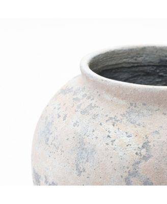 10.7" Mottled Gray Cement Globe Vase, Round Decorative Accent for Home Decor