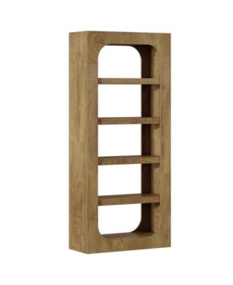5-Tier Tall Kitchen Pantry, 70.8-inch Farmhouse Wooden Bookcase with Storage