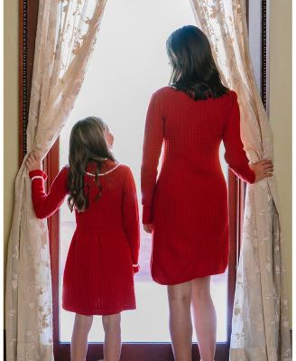 Toddler Girls' Organic Mock Neck Ruffle Cuff Cable Sweater Dress