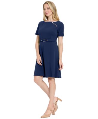 Women's Boat Neck Fit & Flare Dress