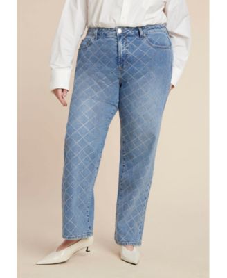 Women's Diamond Sparkle Straight Leg Jean