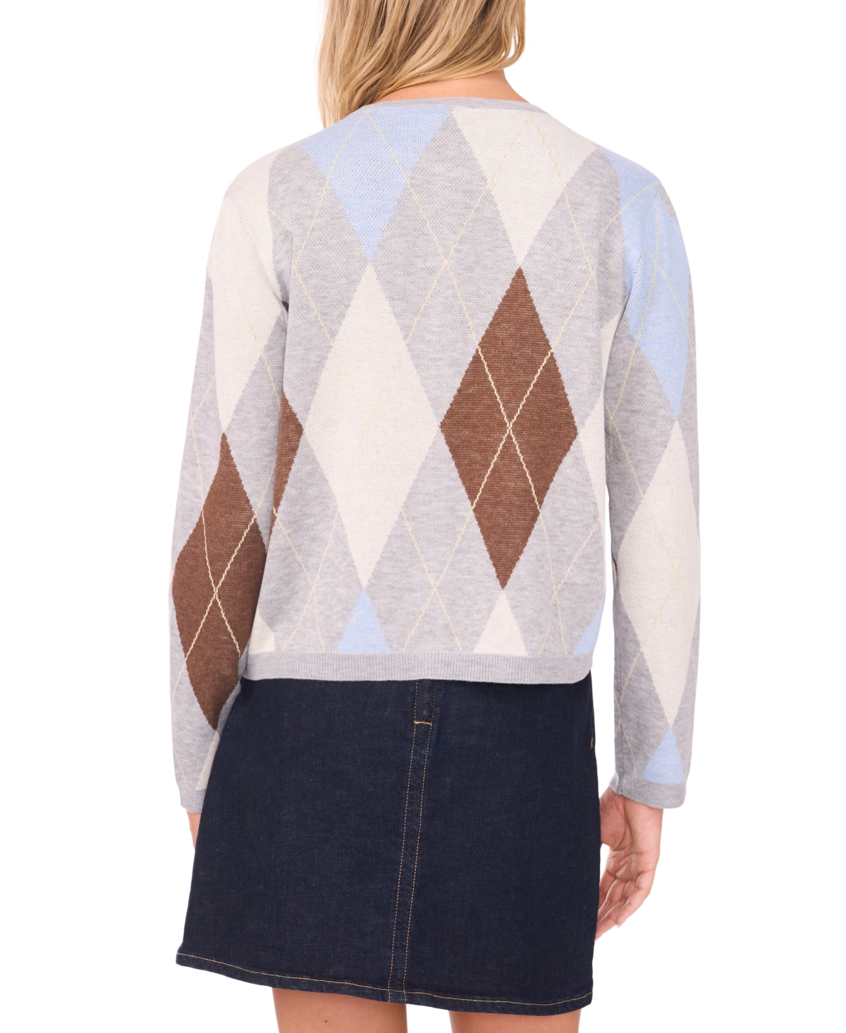 Vince Camuto Women's Argyle Long-Sleeve Cardigan Sweater