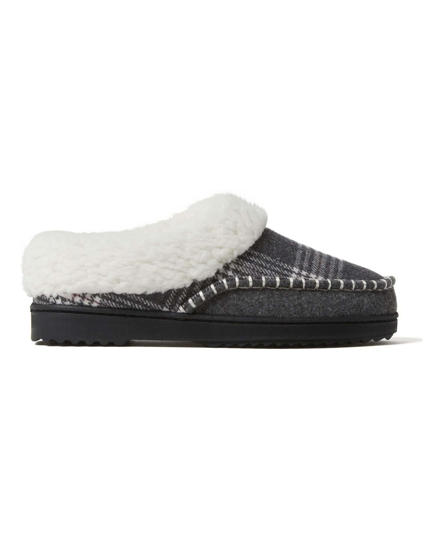 Women's Nyla Felted Plaid Moccasin Toe Clog House Shoe Slipper