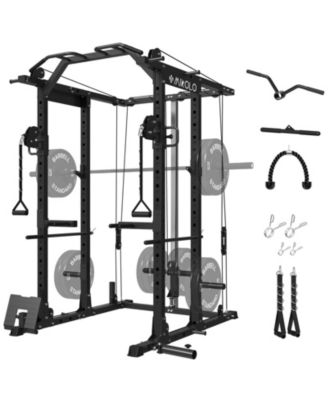 Power Cage with Cable Crossover & Lat Pulldown System, 1500LB Home Gym Rack (Red)