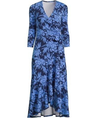 Women's Cotton Modal 3/4 Sleeve Vneck Wrap Dress