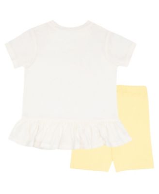 Little Girls 2 Piece Ruffle hem T-Shirt and Shorts Set