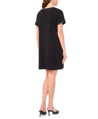 Petite Stud Detail Short Sleeves Shift Dress