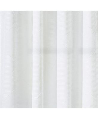 Diamante Sheer Grommet Exclusive Embroidered Diamond Pattern Curtain Panel 52" x 95" White