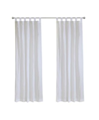 85% Polyester 15% Cotton Crushed Sheer Tab Crinkle Textured Solid Curtain Panel 52" x 84" White