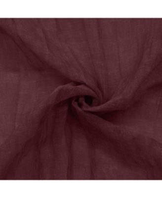 100% Polyester Paloma Sheer Broomstick Crushed Solid Dual Header Curtain Panel 52" x 95" Burgundy