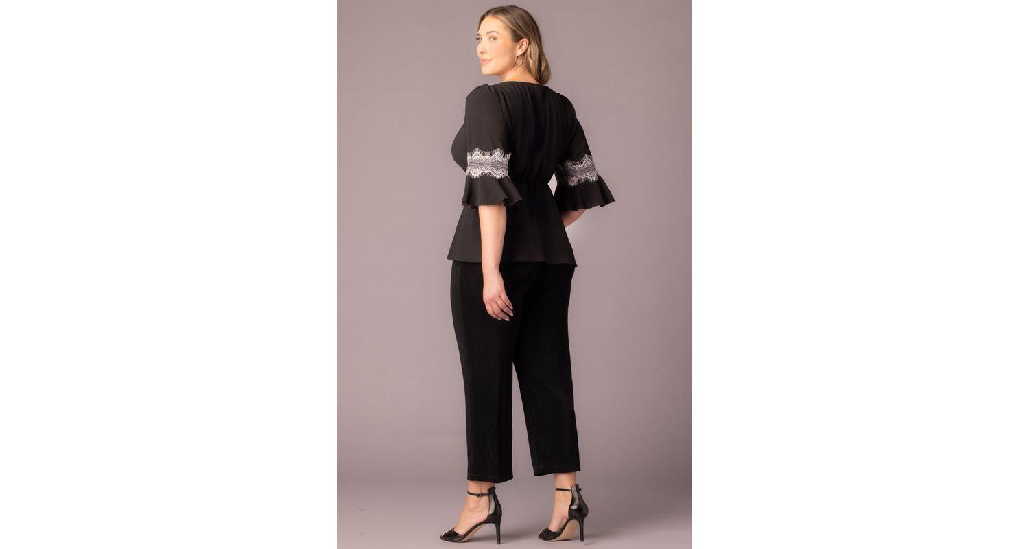 Plus Size Chateau Lace Trim Peplum Top