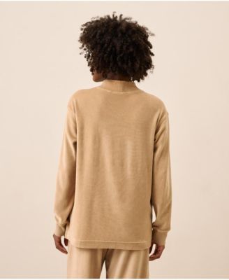Women's Organic Cotton Velour Mock Neck Pullover