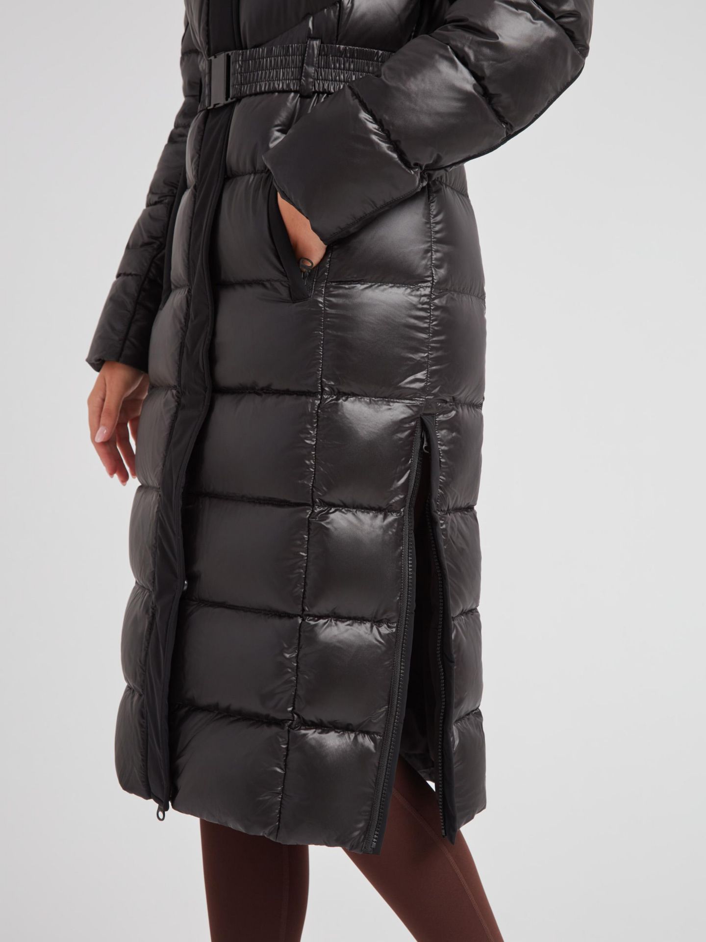 Женское пальто JACK1T Diamond Belted Extra Long Down Coat, цвет: Чёрный — фото 5