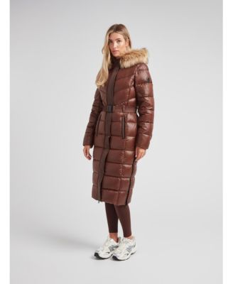 Women's Diamond Belted Extra Long Down Coat