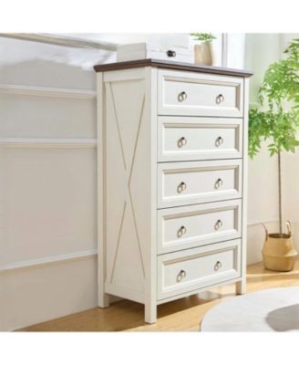 5 Drawers Dresser Chest for Bedroom Wood Rustic Tall Chest of Drawers Organizer for Bedroom Living Room and Hallway