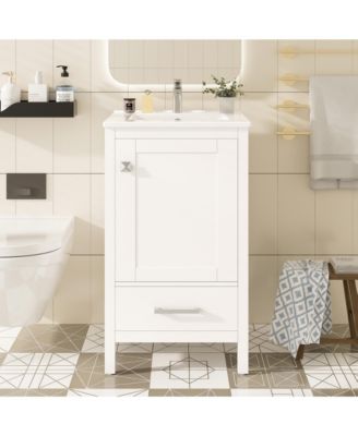 20-Inch Modern Bathroom Vanity with Ceramic Sink Space-Saving Storage Cabinet