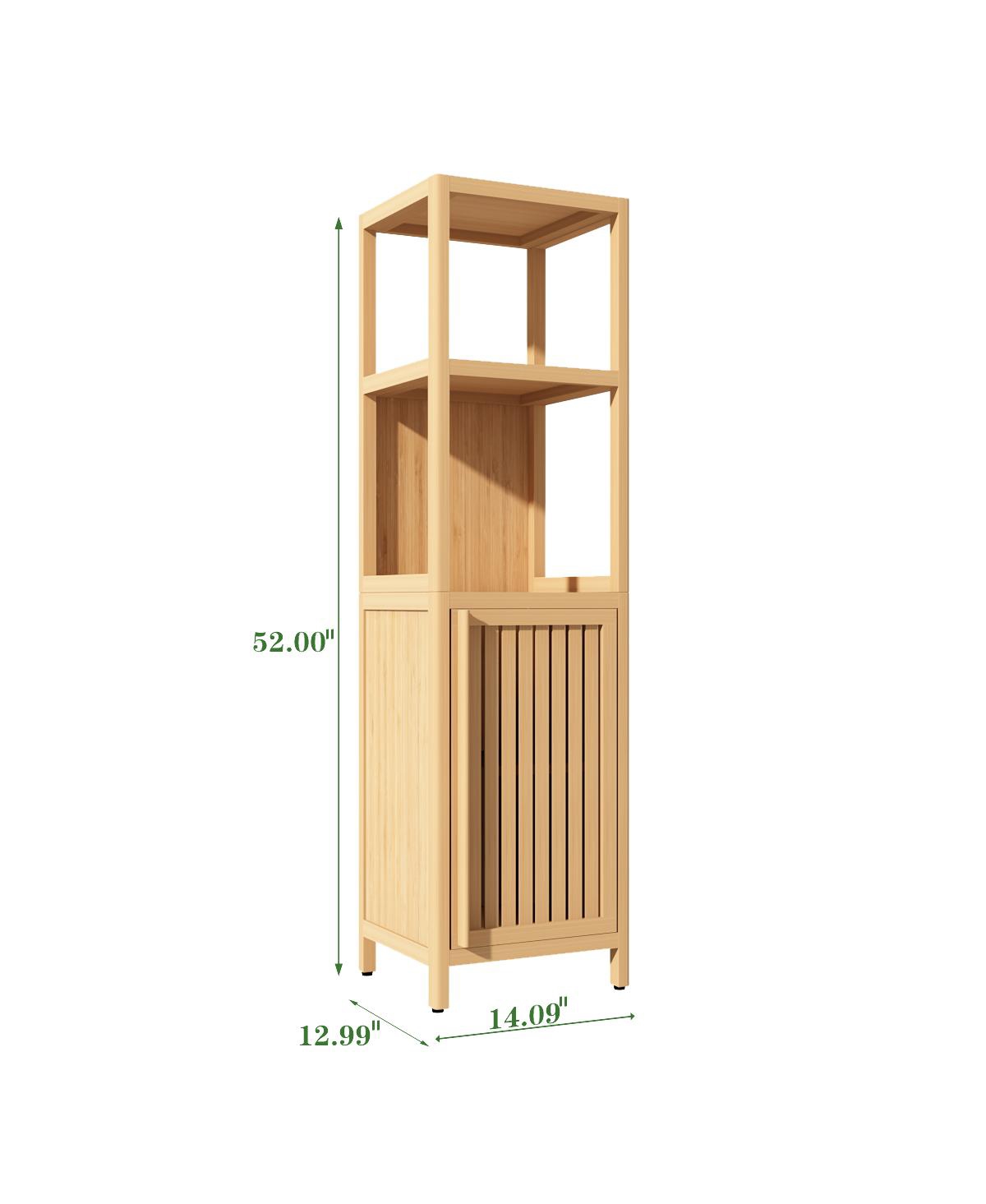 Airsurfer Large Capacity Multifunctional Bamboo Storage Cabinet Furniture for Bathroom and Living Room Freestanding Organizer