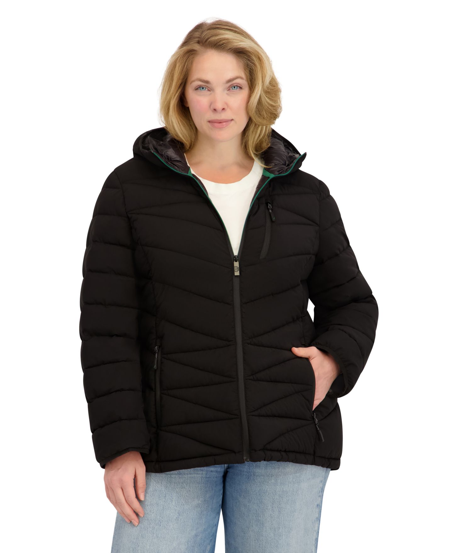 Женское пальто Nautica Plus Size Zip Front Short Packable, цвет: Чёрный — фото 4