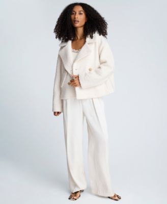 Women's Cropped Double-Breasted Peacoat Jacket