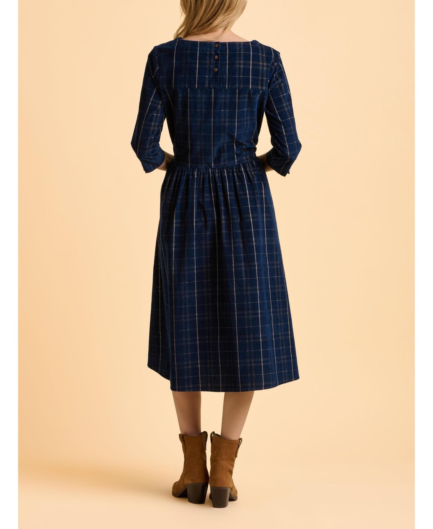Женское платье Brakeburn Lilliput 3/4 Sleeve Boat Neck Midi, цвет: Синий — фото 8