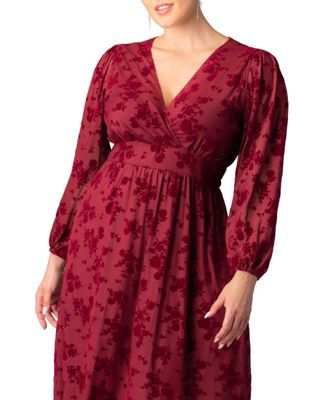 Plus Size Melanie Long Sleeve Mesh Midi Cocktail Dress