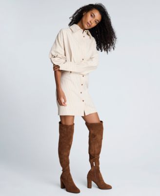 Women's Long-Sleeve Striped Shirt Dress