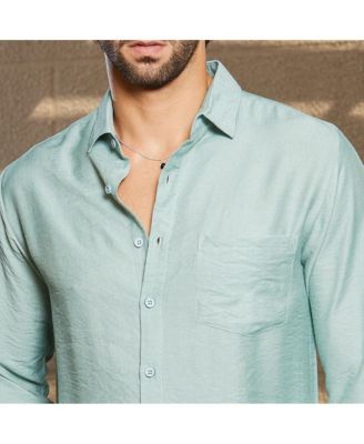 Men's Sage Green Breezy Wrinked Relaxed Shirt