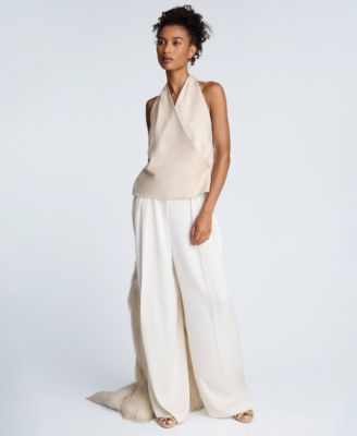 Women's Satin Crossover Halter Blouse