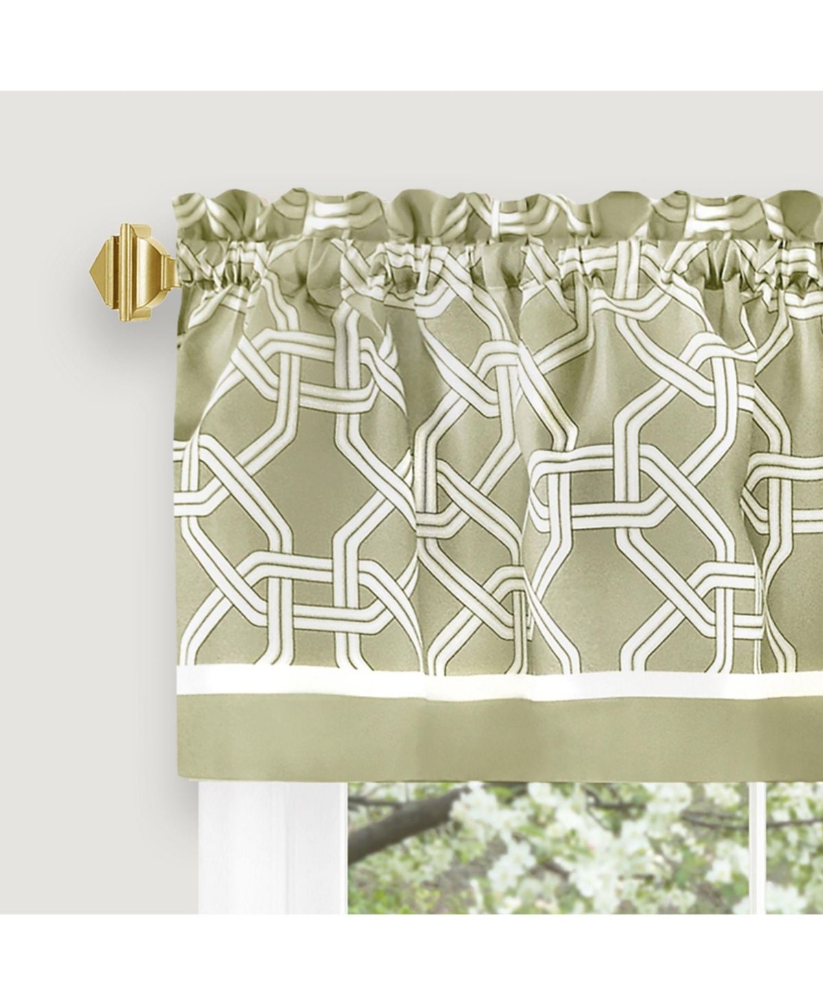 Kate Aurora Geometric Crescent 3 Piece Rod Pocket Cafe Kitchen Curtain Tier & Valance Set - in. Long