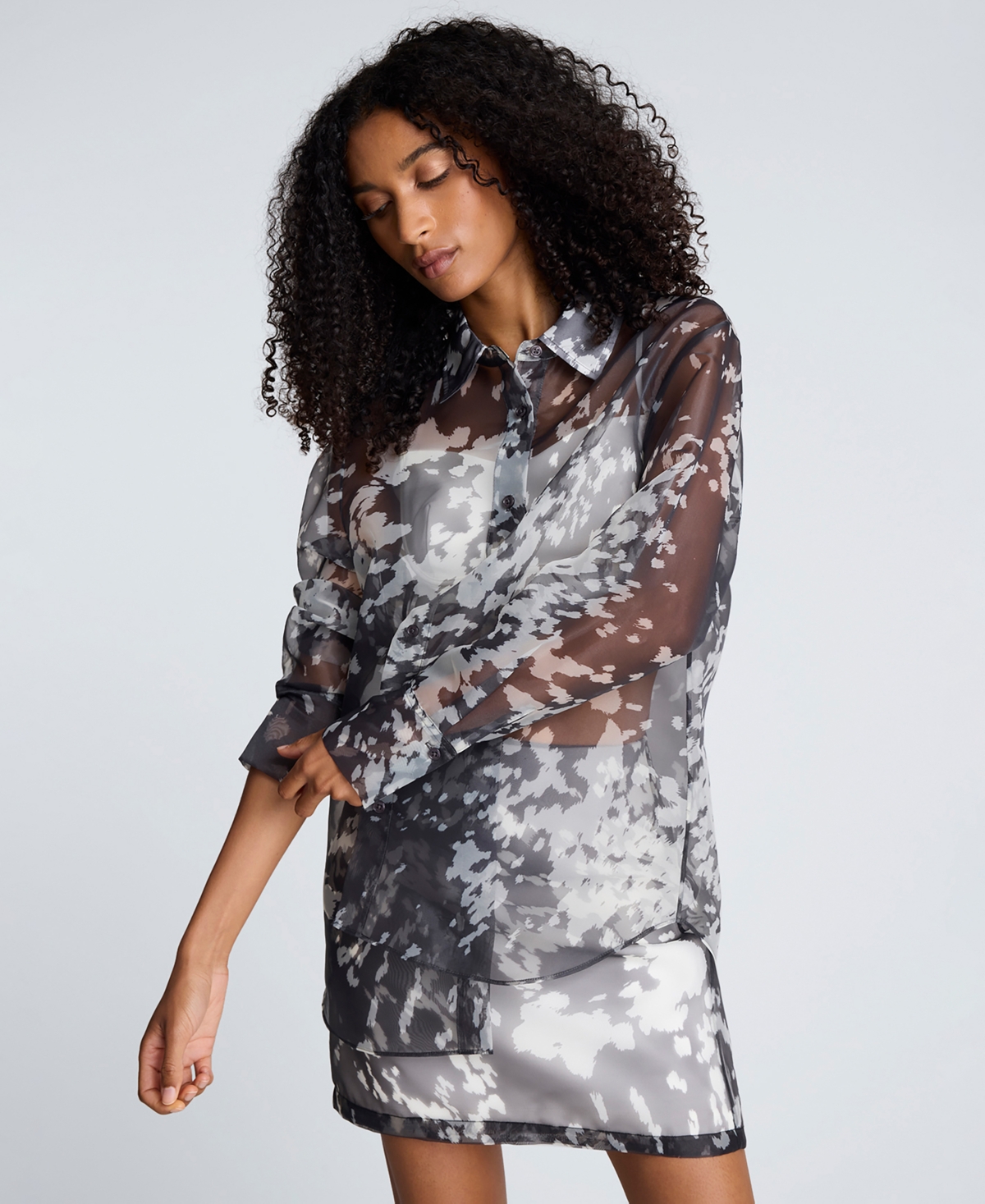 Kenneth Cole Women's Printed Organza Mini Skirt