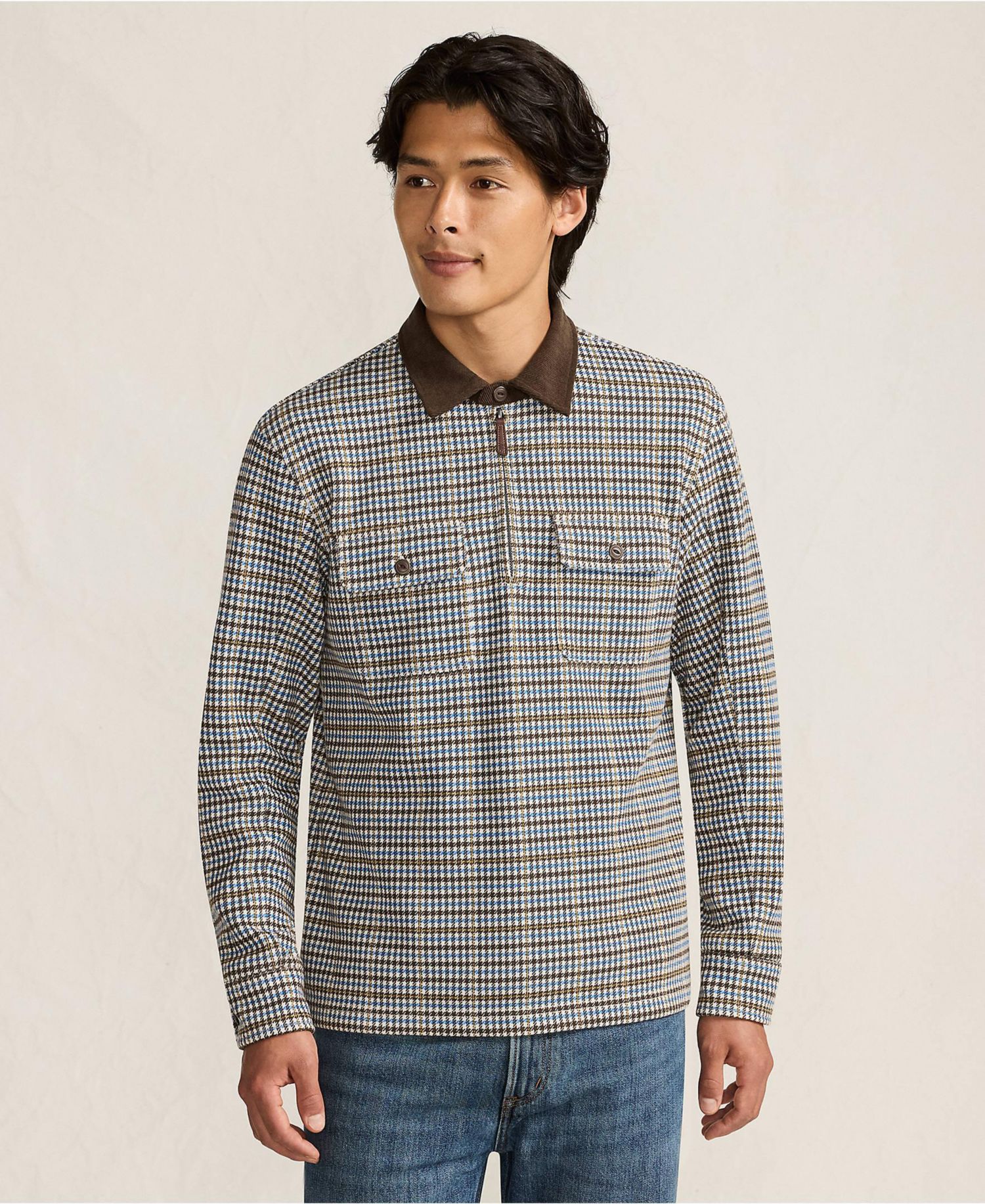 Слоновая кость Латте/Коричневый Houndstooth