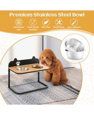 Elevated Dog Bowls 3 Adjustable Heights with 2 Stainless Steel Food Water Bowls