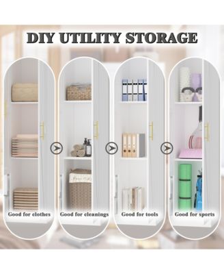  Freestanding   Wood   Hanging Rod & Shelves Bedroom Armoire