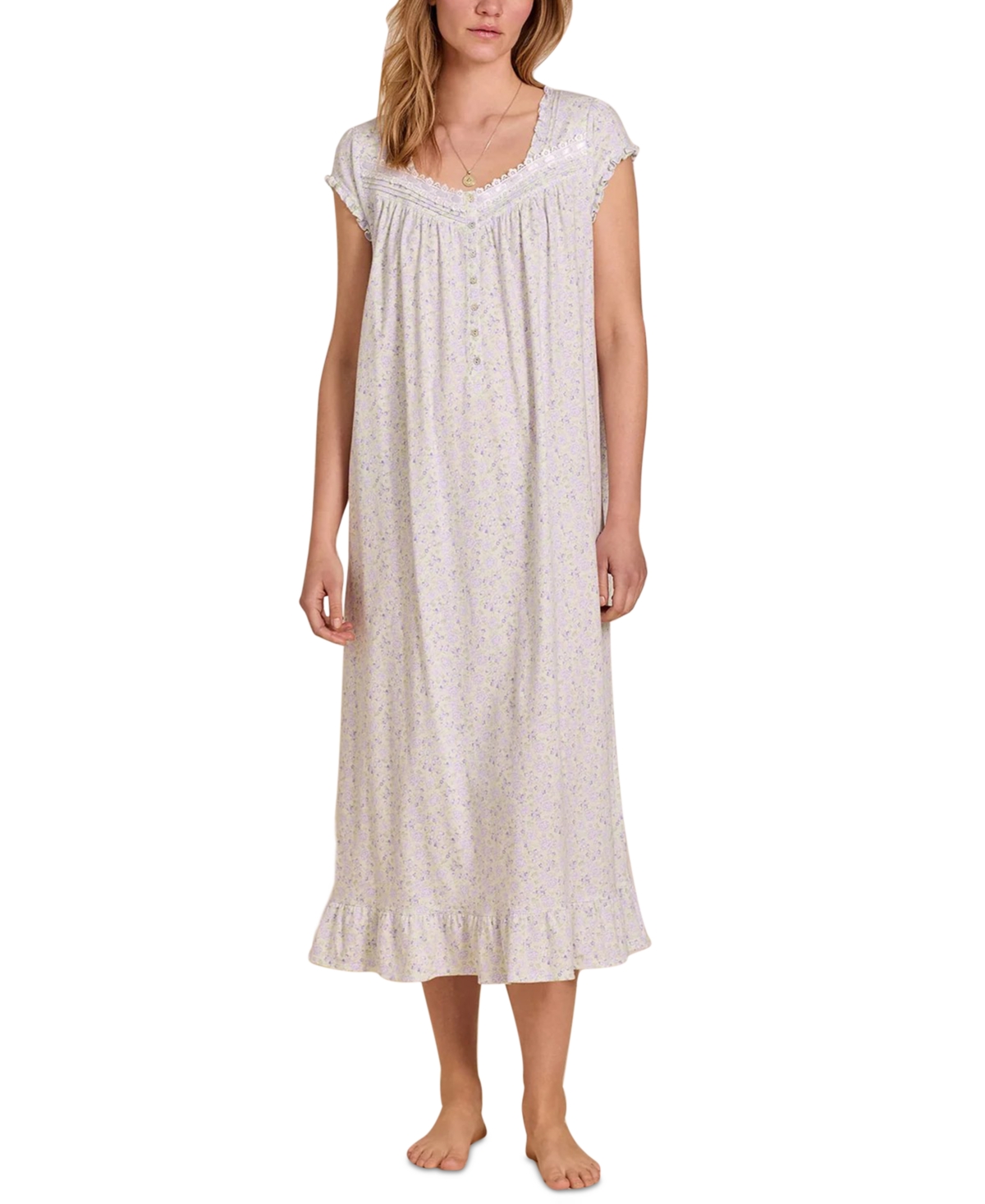 Eileen West Women's Printed Cap Sleeve Nightgown In Neutral