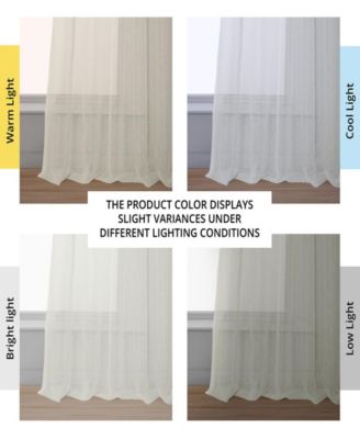 Striped Patterned Faux Linen Sheer Curtain
