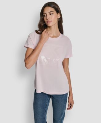 Women's Embellished Logo Detail Crew Neck T-Shirt