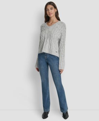 Women's Embellished Detail Long-Sleeve Sweater