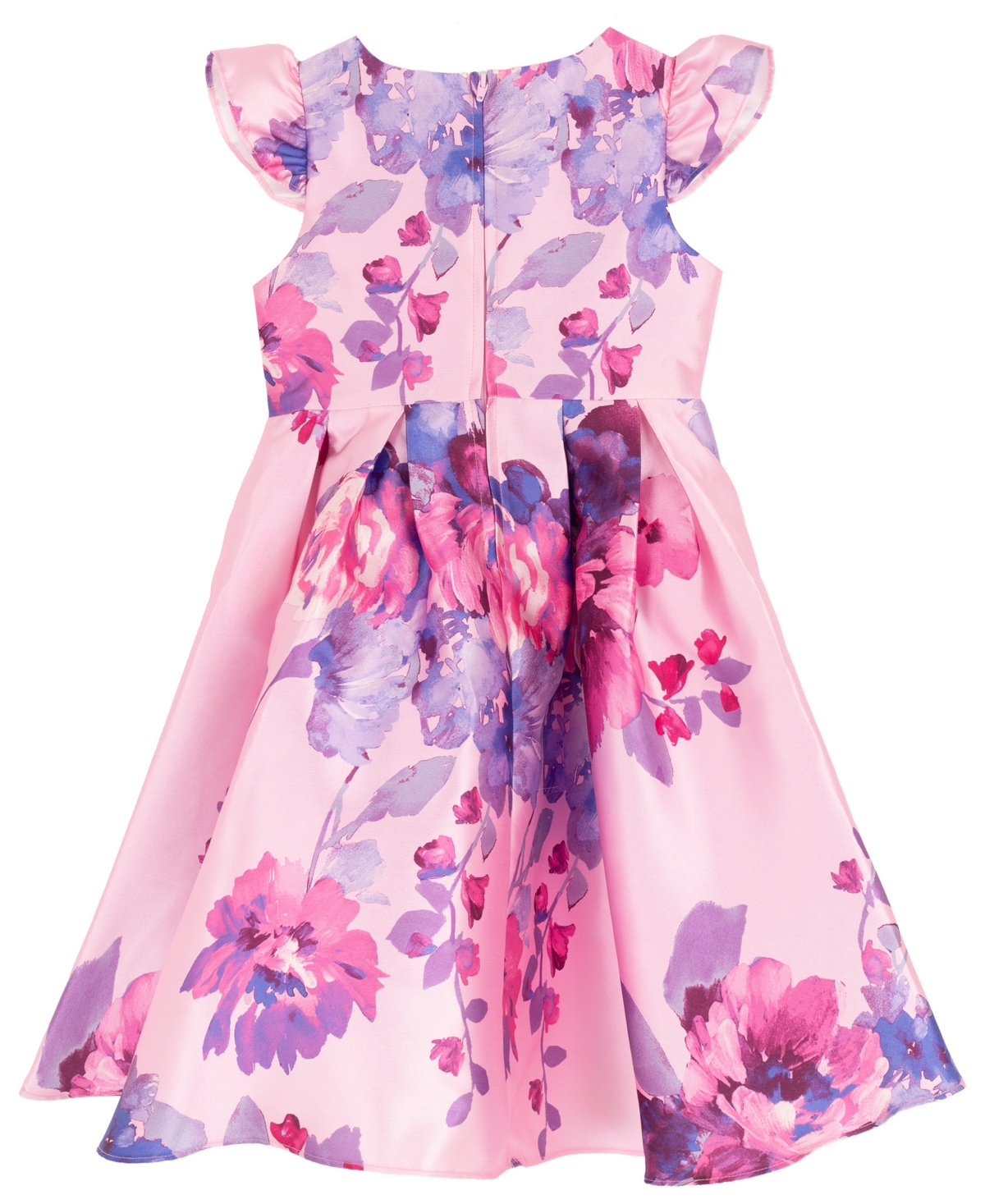 Rare Editions Girls 2T-6X Printed Mikado Hi-Low Pleated Dress