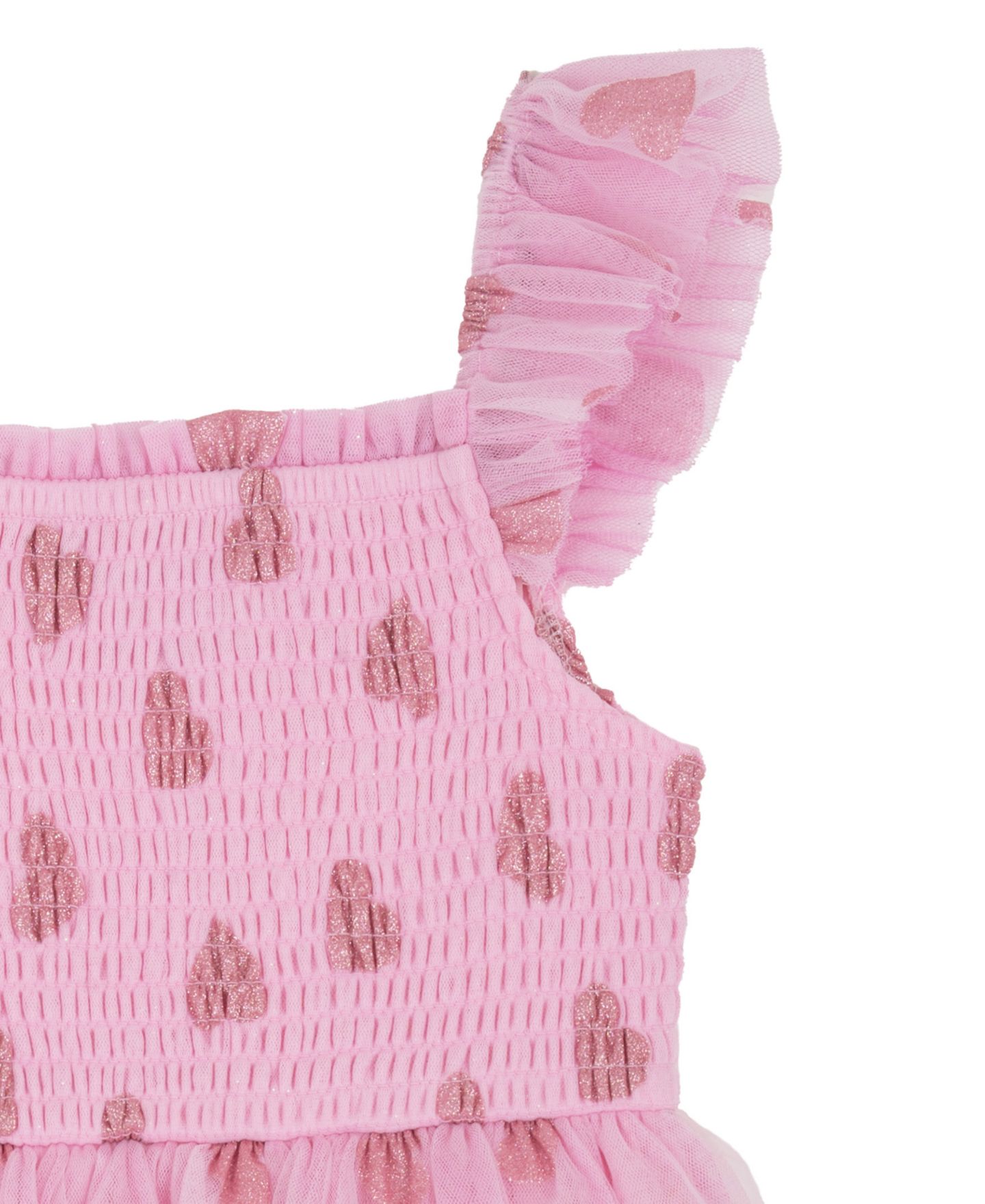 Платье Rare Editions Tiered Heart Glitter Mesh Dress для девочек, цвет: Розовый — фото 6