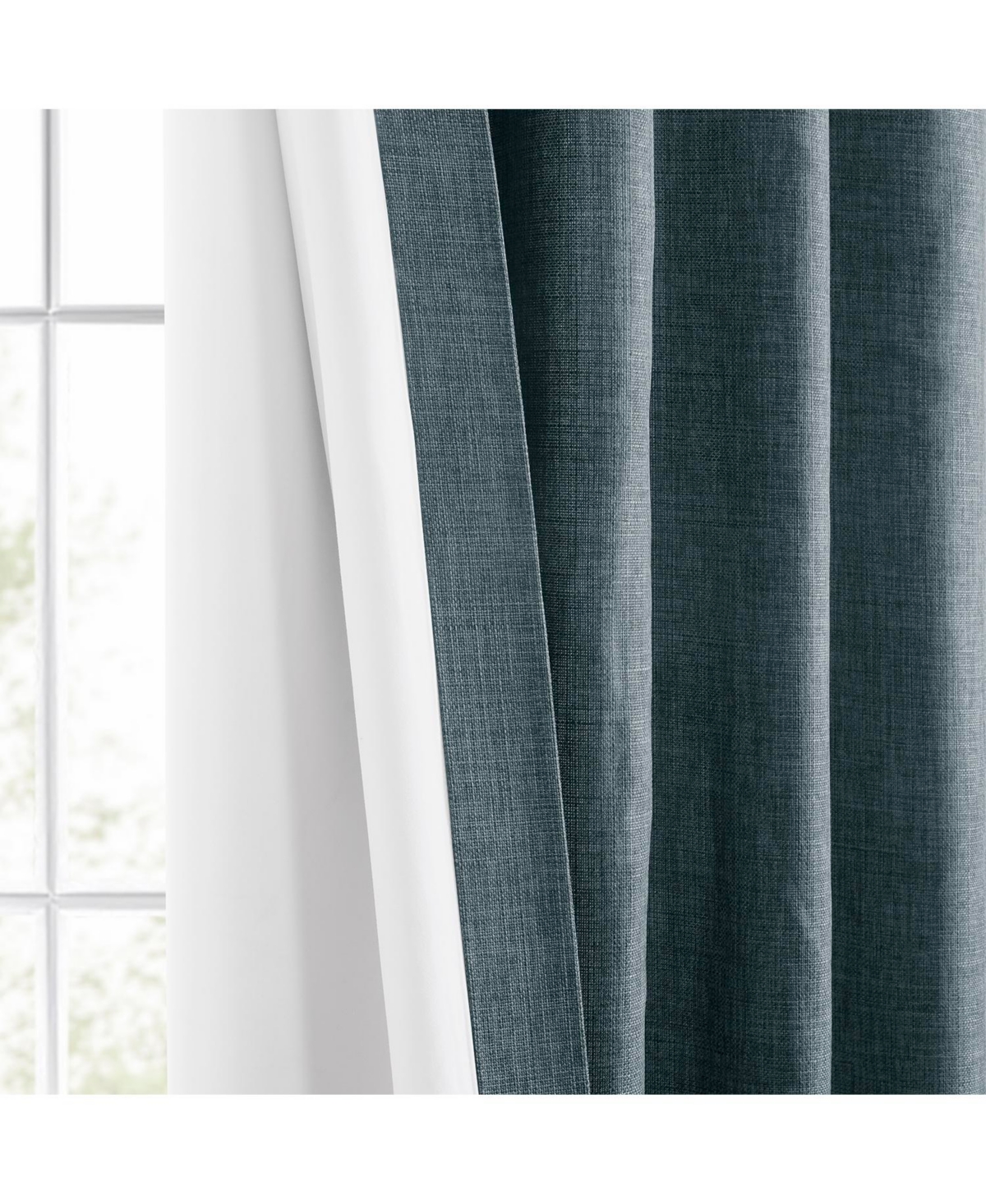 Half Price Drapes Sweden Blue Italian Faux Linen Room Darkening Curtain