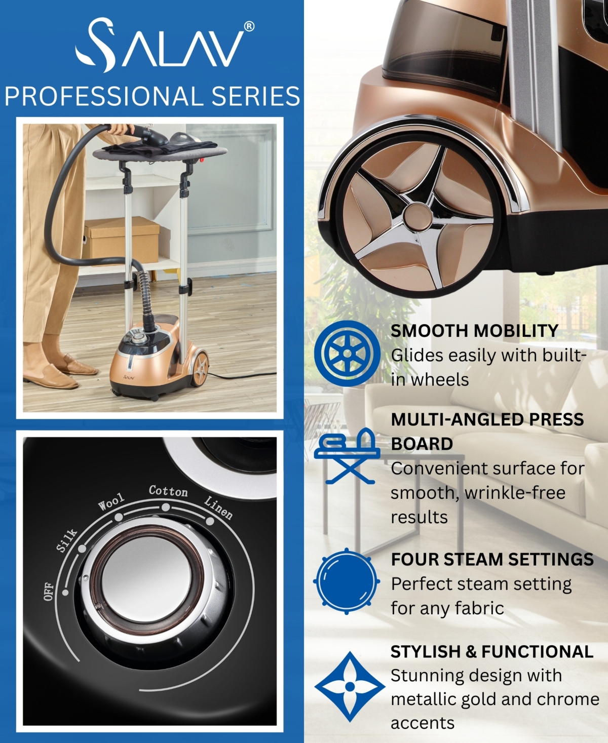 Salav Professional 60" Garment Steamer