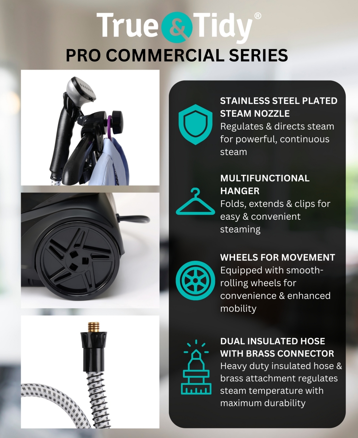 True & Tidy Industrial Grade 68.9" Garment Steamer