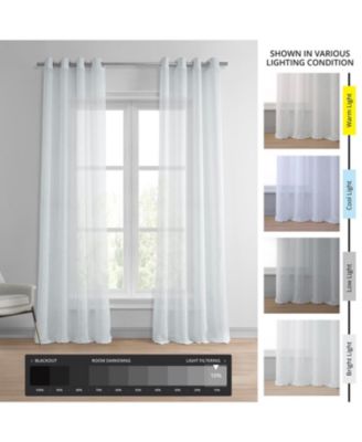 Grommet Textured Faux Linen Sheer Curtain