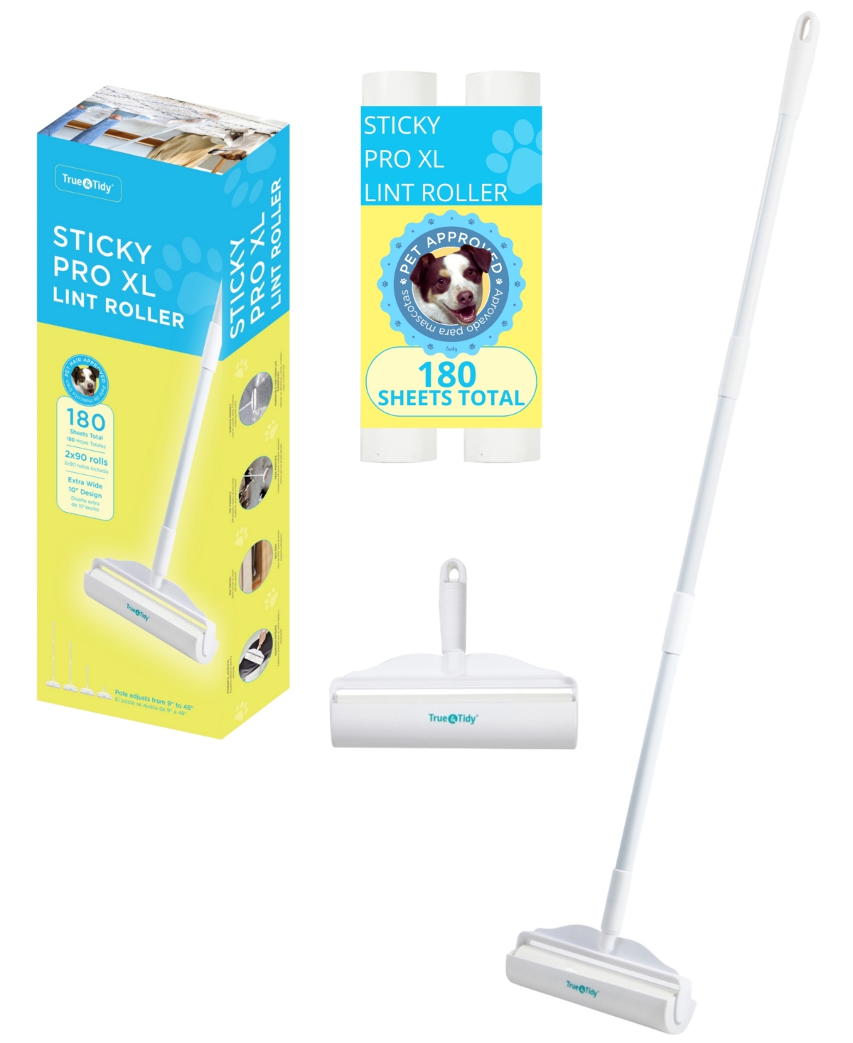 True & Tidy Stickypro Xl 48" Lint Roller In White