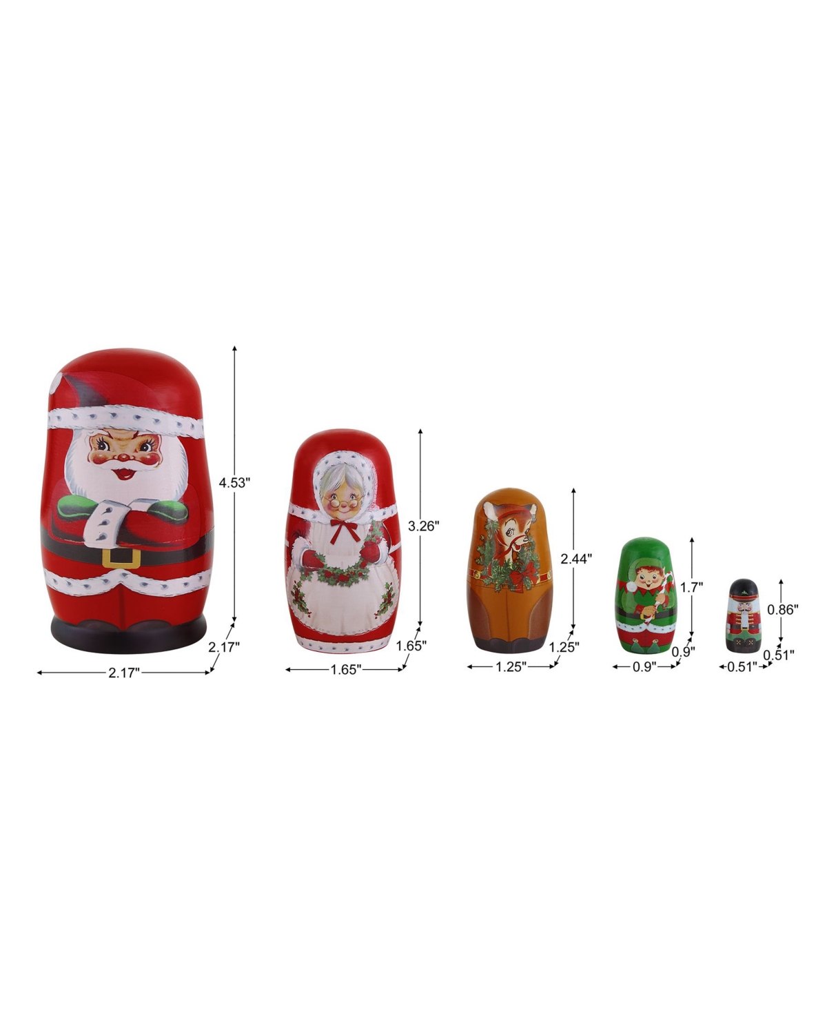 Mr. Christmas Santa And North Pole Pals Nesting Wooden Christmas Figurines, Set Of 5 In Multi