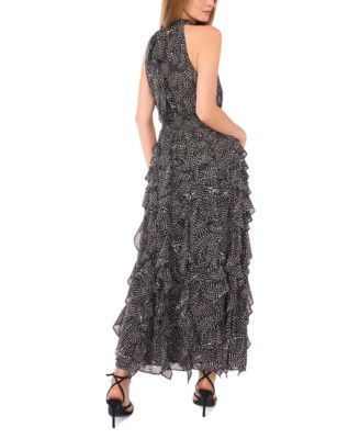 Women's Flounce Cascading Halter Neck Maxi Dress