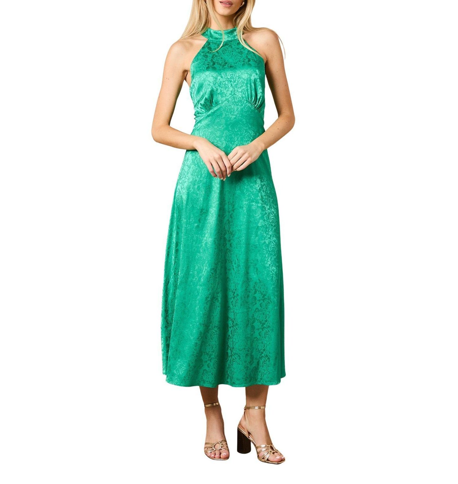 Women's Bias Halterneck Midi Dress
