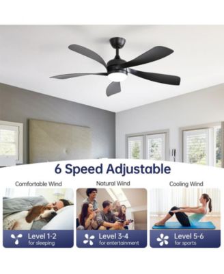 52-inch Minimalist Black 5-Blade Flush Mount with Remote Control and Led Light