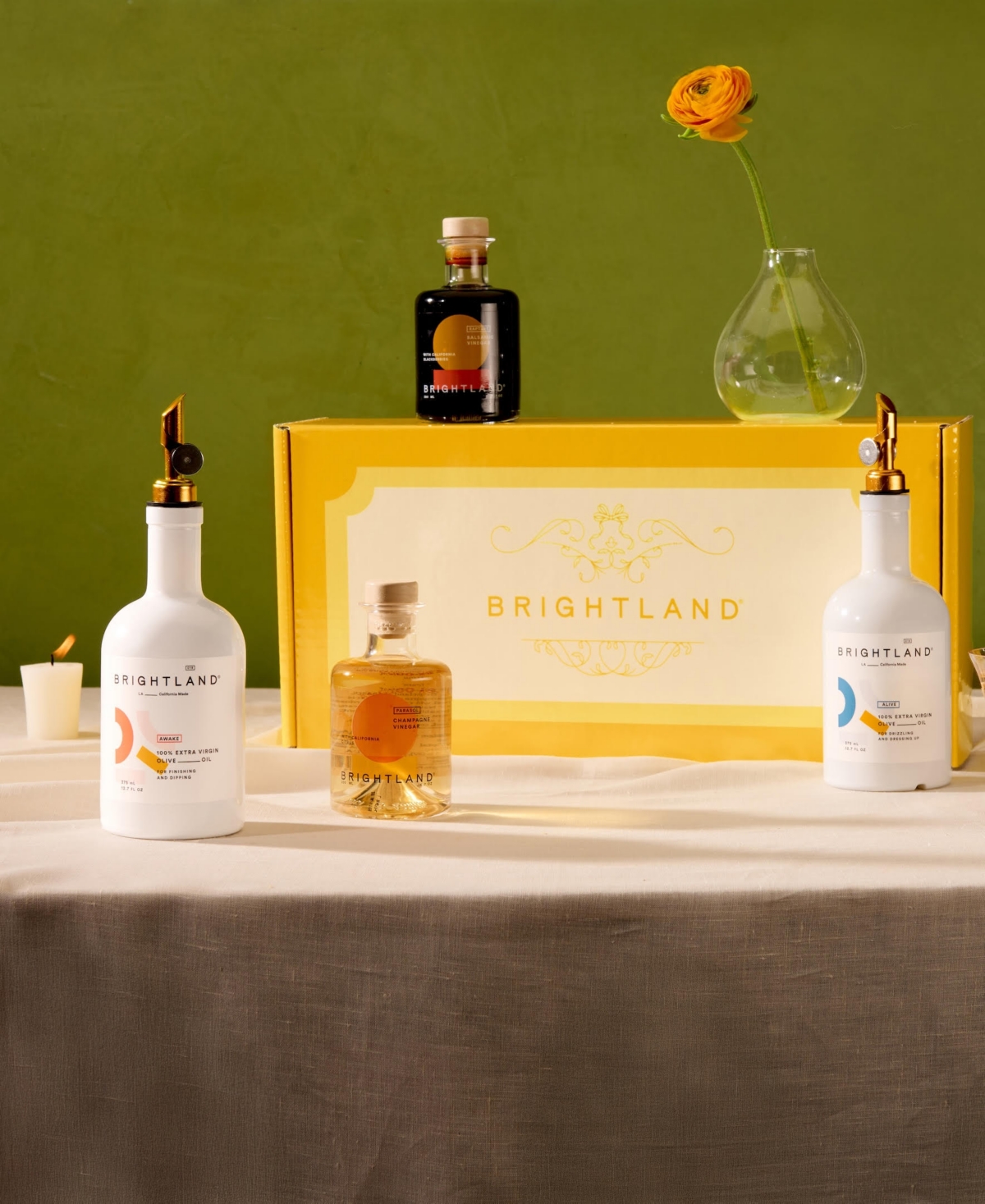 Brightland Essential Flavored Vinegar and Extra Virgin Olive Oil 6-Pc. Gift Set