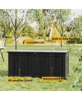 230 gal Patio Waterproof Resin Deck Box Lockable Outdoor Storage Garden Tools